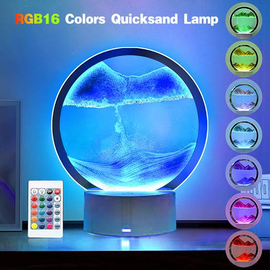 3d Color Quicksand Decor 3d Moving Sand Painting Table Lamp, 360° Rotating Hourglass Decoration Moving Sand Art Night Light Hourglass Light Quicksand Table Lamp Home Decor